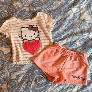Hello Kitty Cream and Orange Striped Top